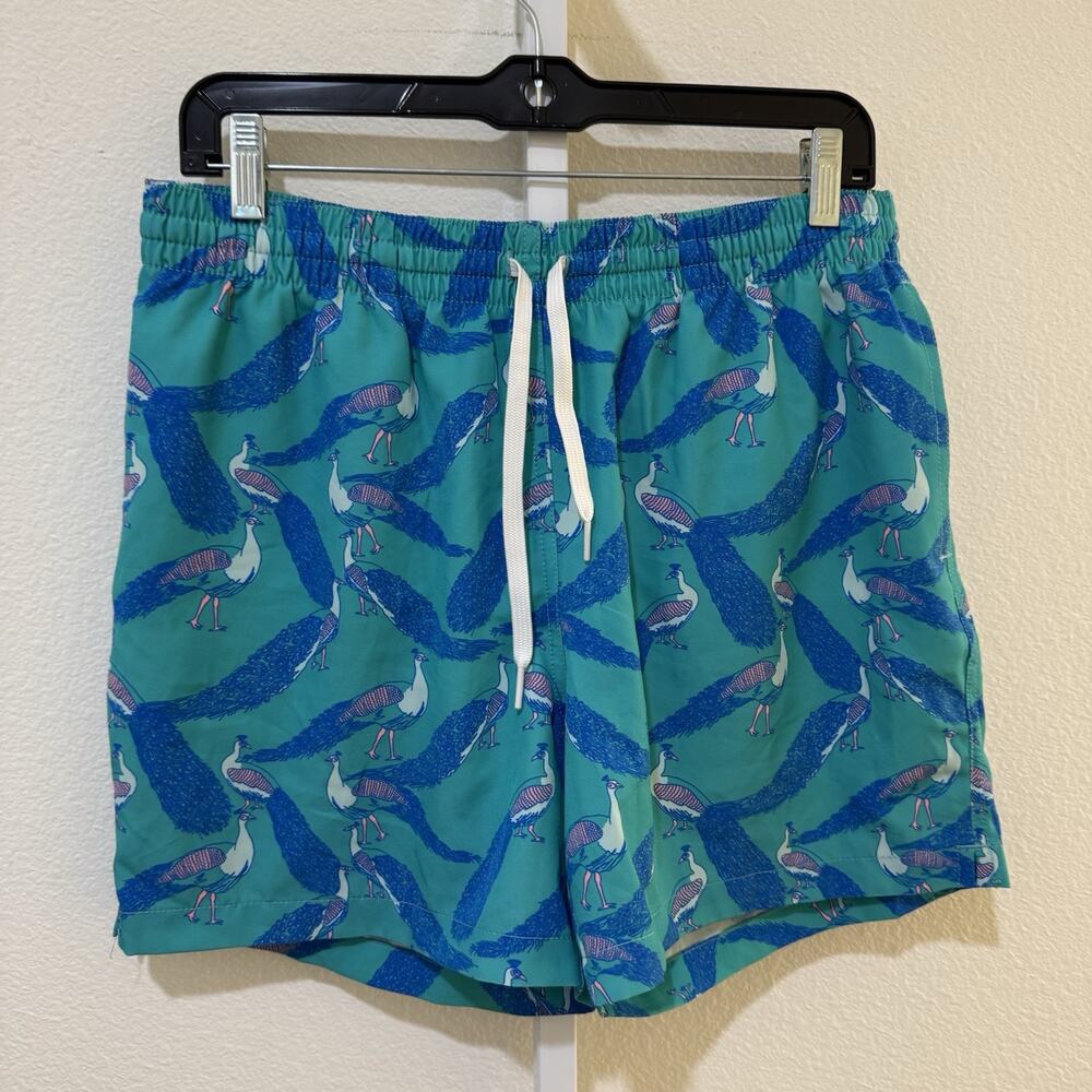 Chubbies Men’s Size M 5.5” Inseam Lined Swim Trunks Peacock Print